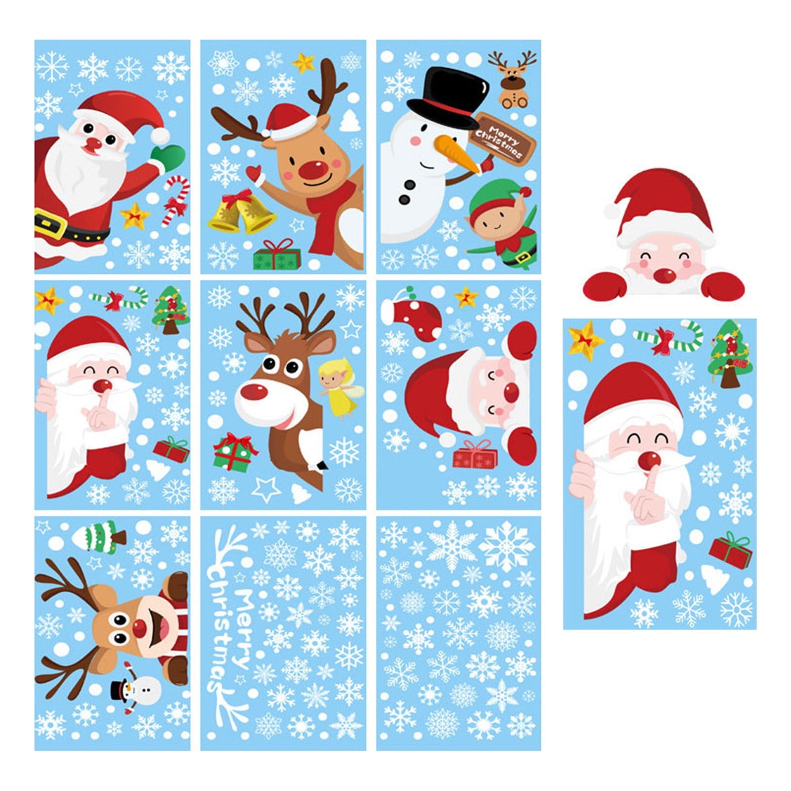 Noarlalf Christmas Decorations Santa Window Clings Christmas Window Sticker  Santa Snowman Snow Window Stickers Home School Office Decor Custom