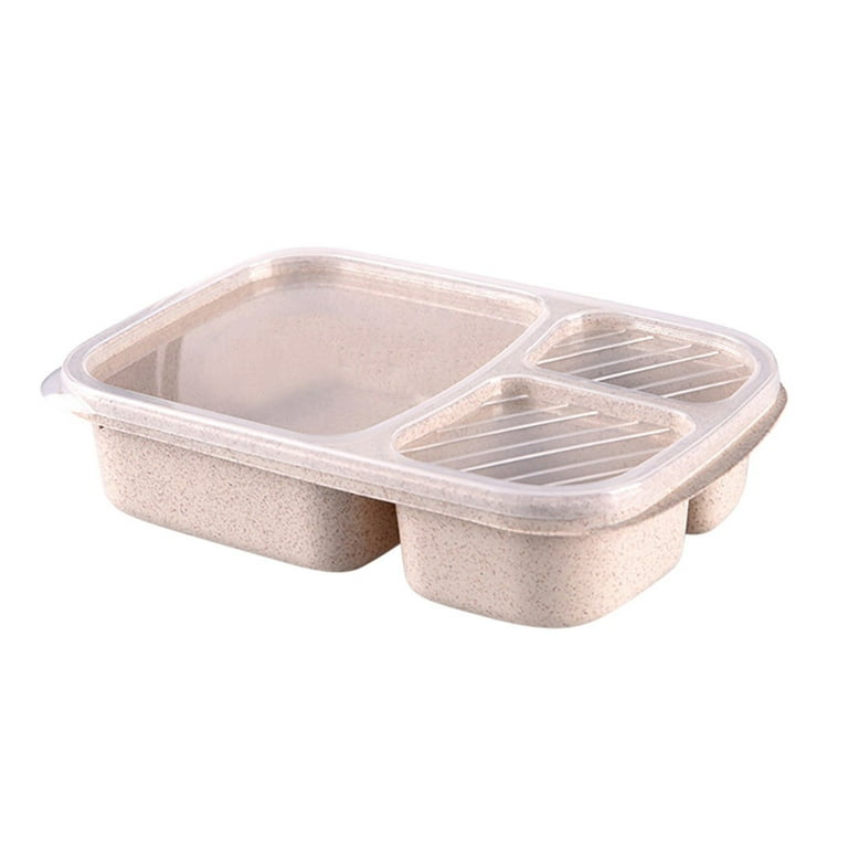 Noarlalf Food Storage Containers Lunch Box Reusable 3-Compartment Divided Food Storage Container Boxes Kitchen Storage, Boy's, Size: One size, Beige