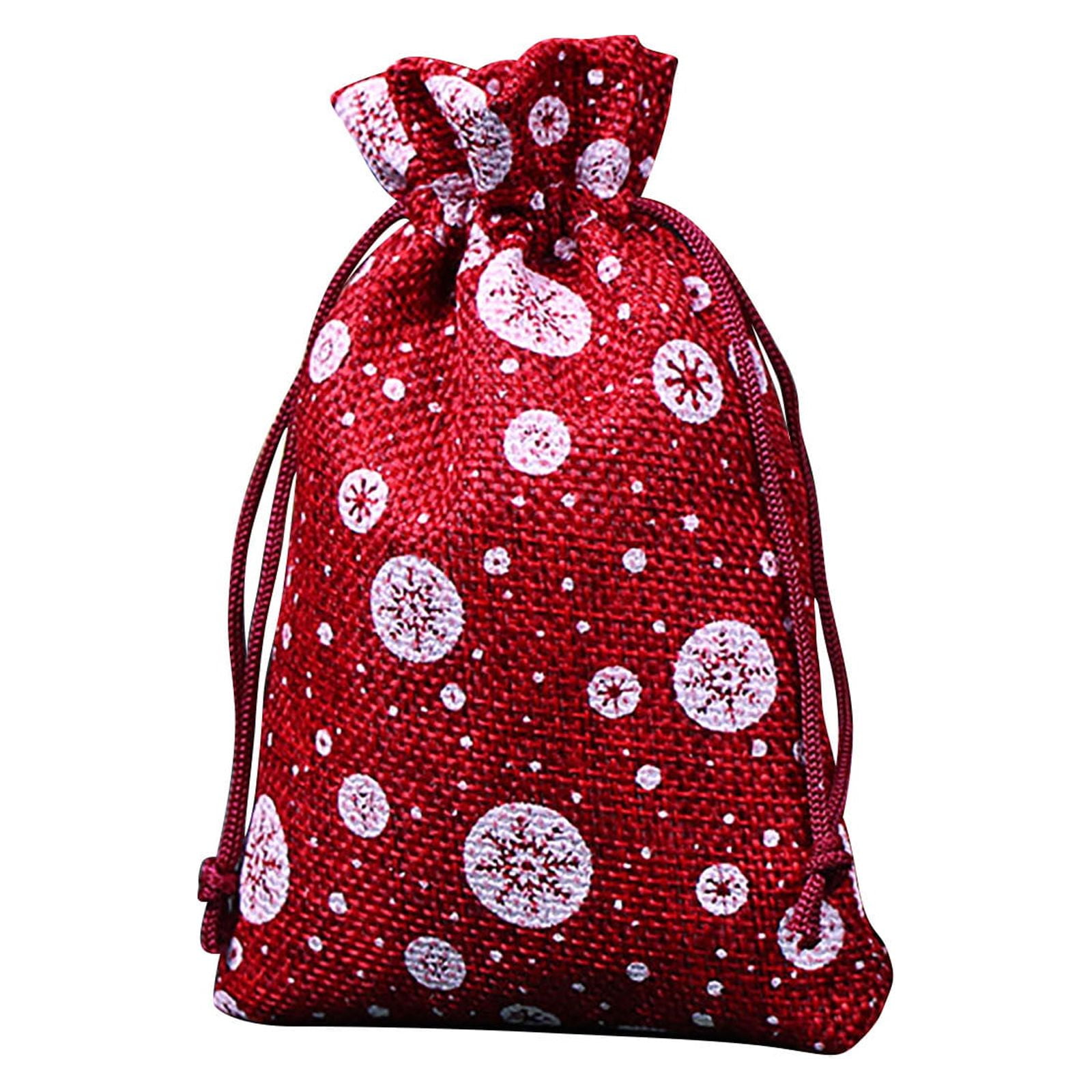 Noarlalf Gift Bags Christmas Drawstring Pocket Snowflake Cotton Linen Gift Bag Linen Candy