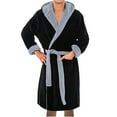 thumbnail image 1 of Noarlalf Mens Robe Long Sleeved Clothes Winter Bathrobe Shawl Lengthened Plush Robe Coat Men's Home Long Blouse Robe for Men Black M, 1 of 7