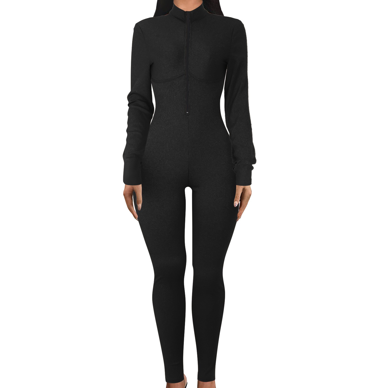 Noarlalf One Piece Jumpsuit Women Yoga Jumpsuits Workout Ribbed Long Sleeve Sport Backless Jumpsuits Black 2XL Walmart