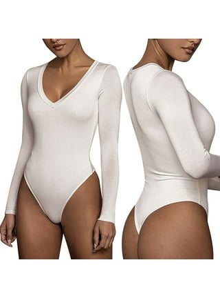  Longsleeve Body Suits Women Clothing Tummy Control Long  Sleeve Compression Shapewear White Shirts Tops