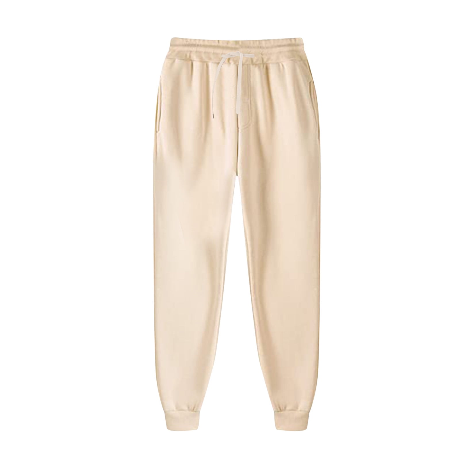 Noarlalf Sweatpants Women Joggers for Women Solid Color Pants Ankle Cropped Pants Beige M