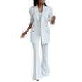 thumbnail image 1 of Noarlalf Two Piece Sets for Women Women's Lightweight Top+Wide Leg Pants Suit Two-Piece Set White M, 1 of 7