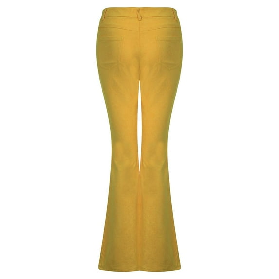 Noarlalf Women's Pants Womens Suede Low Waist Solid Color Trousers Ladies Pants Wide Leg Pants for Women Flared Leggings Womens Pants Casual Pants for Women