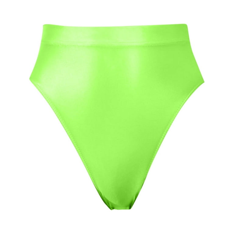 Noarlalf Womens Underwear Thongs for Women Panties for Women Super Thin  Shiny Transparent High Waisted Sexy Briefs Neon Green L