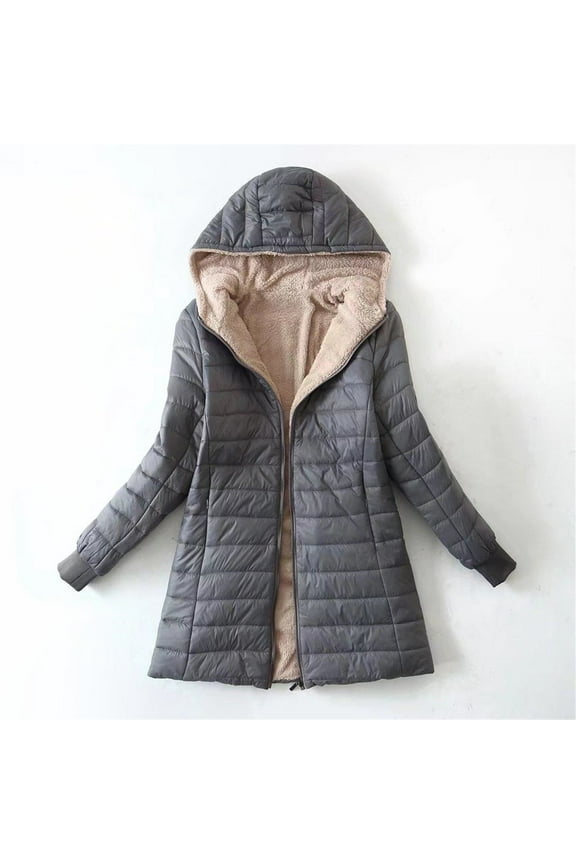 Womens Winter Coats, Winter Jackets for Women, Women's Long Down Jacket Plus Size Down Jacket Cotton Jacket Lightweight Down Jacket with Hooded Winter Jacket Winter Coats for Women Grey 3XL