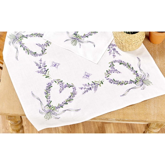 Nob Hill™ Lavender Heart Table Topper Stamped Embroidery Kit