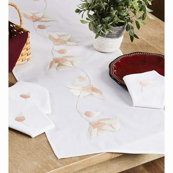 Nob Hill™ Pastel Flowers Table Runner Stamped Embroidery