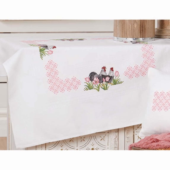 Nob Hill™ Springtime Roosters Table Topper Counted Cross-Stitch Kit