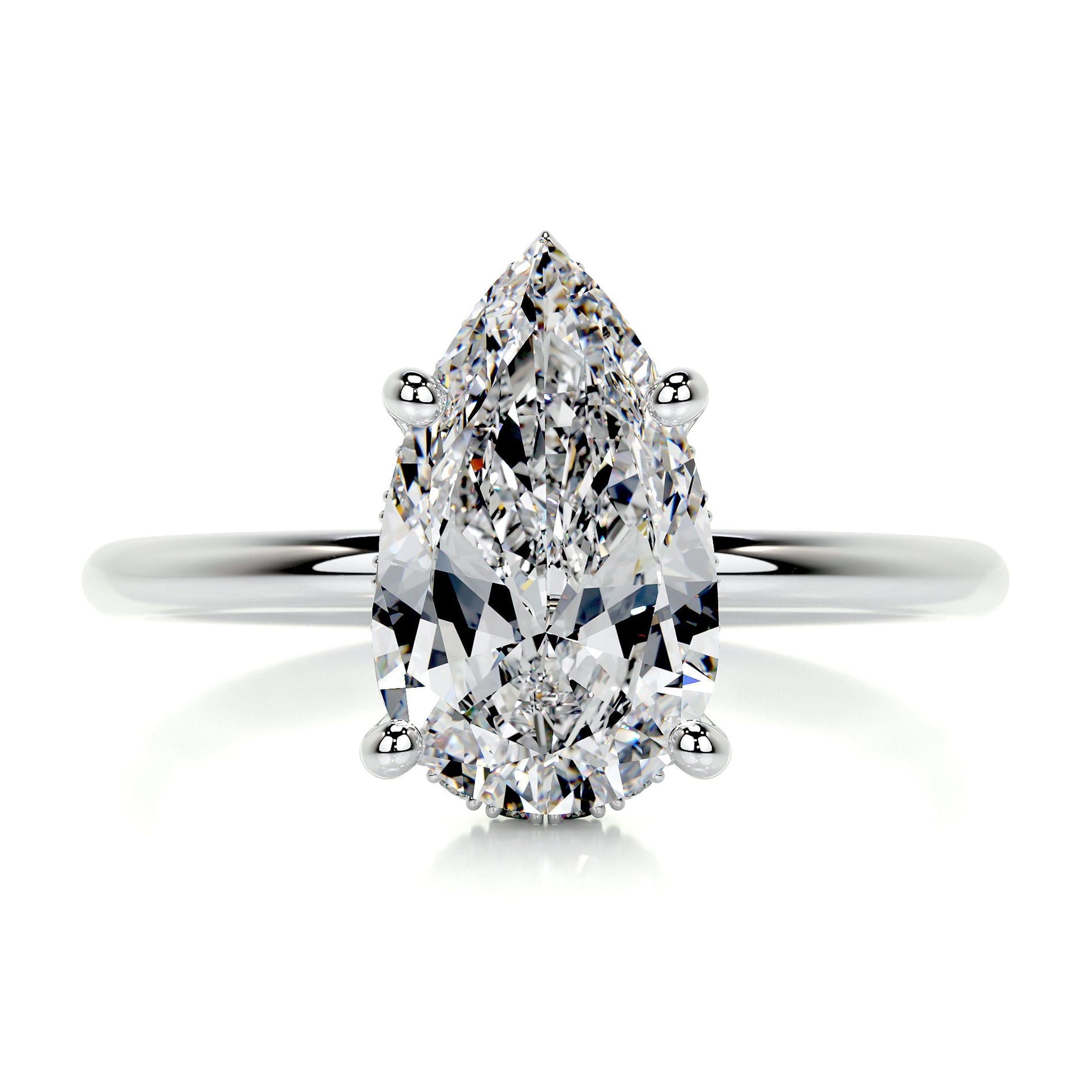 Nobel Jewel Timeless 2 Ct Pear Cut Hidden Halo Diamond Ring Featuring