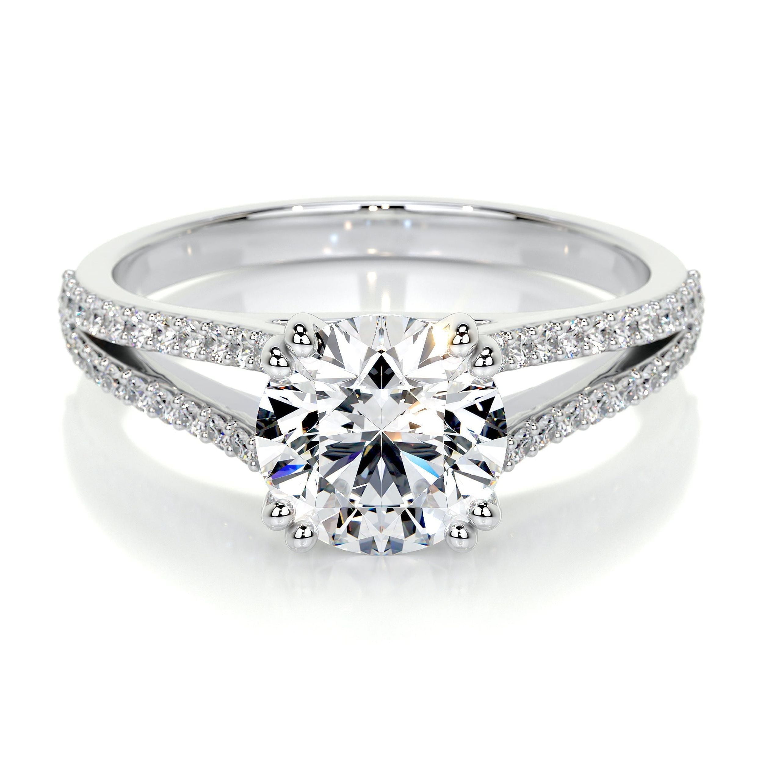 Nobel Jewelry 1.8 Ct Round Cut Split Shank Eternity Moissanite Ring ...