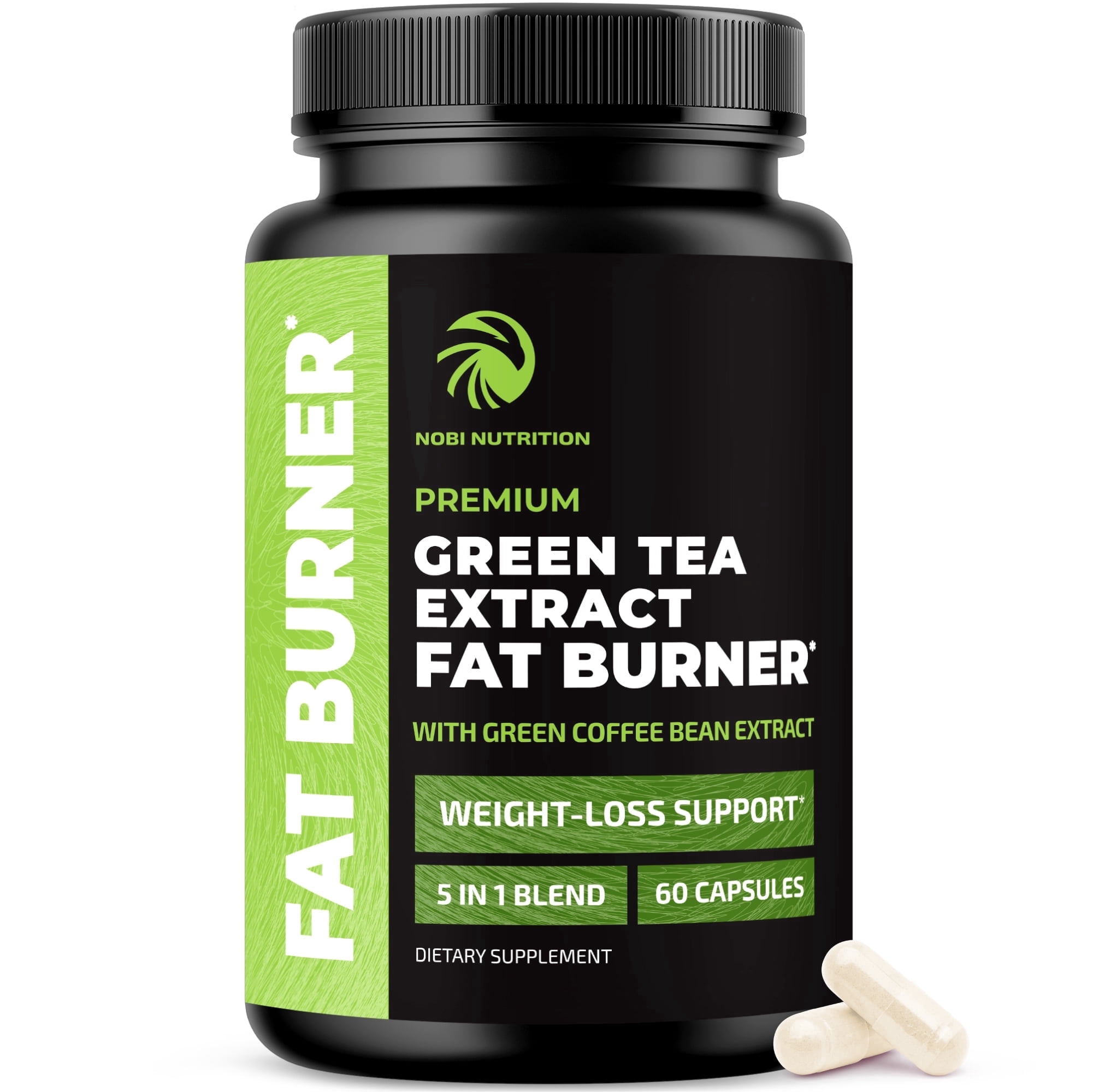 Nobi Nutrition, Green Tea Extract Capsules with EGCG, Natural Caffeine, Vegan, 60 Count