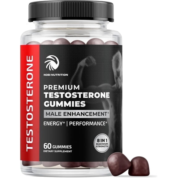 Testosterone Booster for Men with Tongkat Ali, Boron and Fenugreek, 60 Gummies