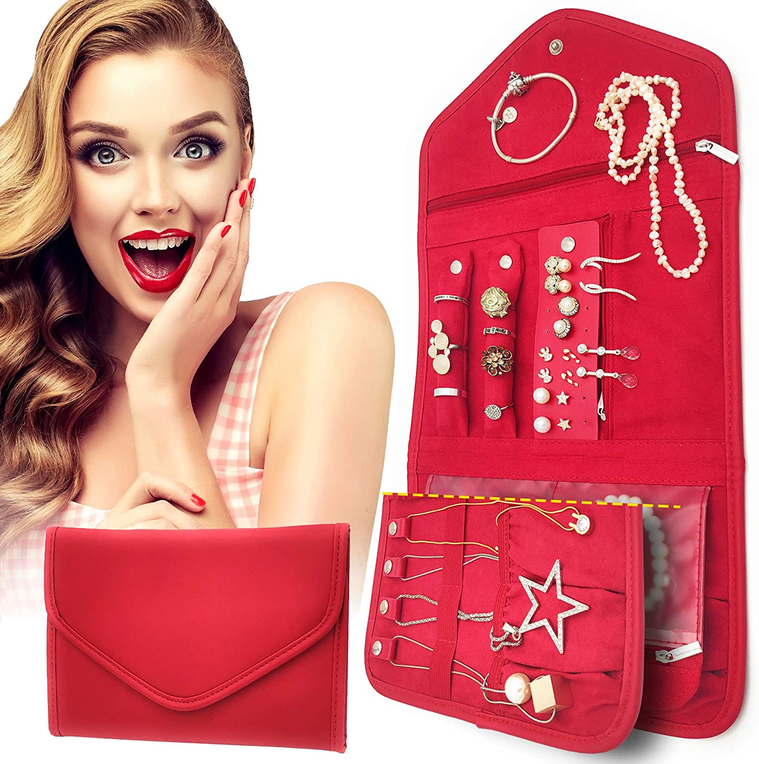 Personalized Roll-Up Jewelry Organizer, Pink Initial - Walmart.com