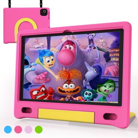 Nobklen Kids Tablet 10 Inch 64GB Android 14 Tablet for Kids Ages 3-12 with WiFi, Google Kids Space Parental Control APP Children Tablets with Case Pink