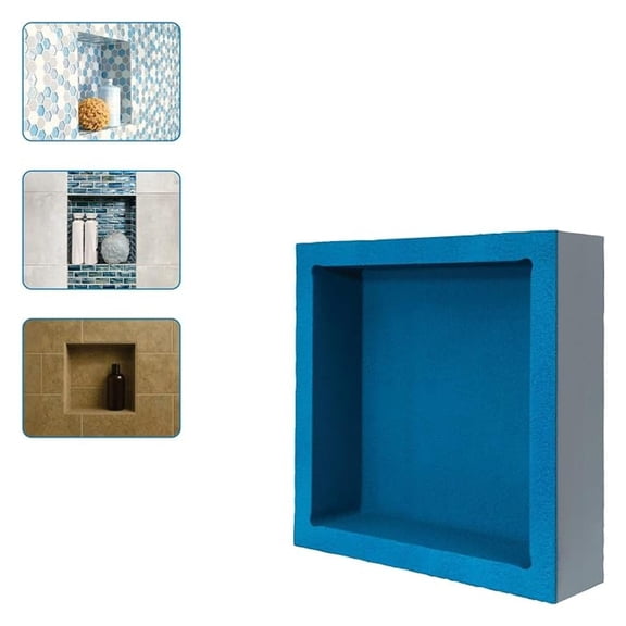 Noble 301 Preformed 12" x 12" ID Square Shower Niche, Tub, Caddy, Modern Bathroom Storage , Water-Resistant, Easy Install Ideal for Toiletries Shampoo Shower Accessories, DIY, No Shelf