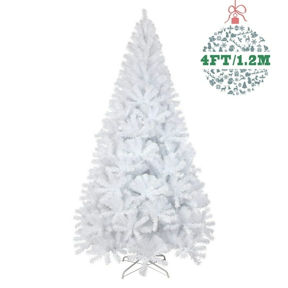 Noble 4/5/6/7ft Artificial White Christmas Tree With Metal Stand Holiday Decoration
