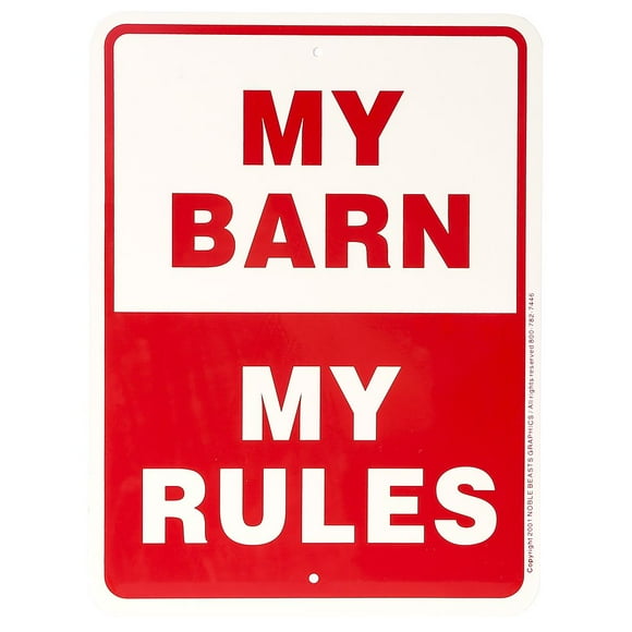 Noble Beasts Graphics Beasts Graphics My Barn My Rules Sign 9 x 12 White/Red