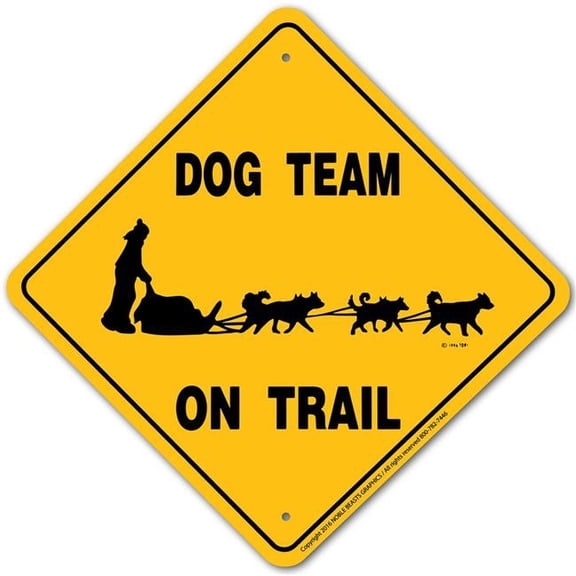Noble Beasts Graphics 20009 Dog Team on Trail Sign Aluminum 12 in X 12 in 9