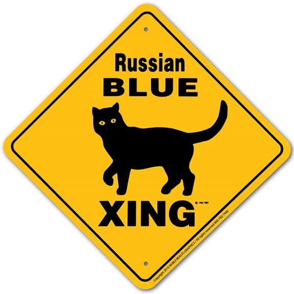 Noble Beasts Graphics 20917 Russian Blue Xing Sign Aluminum 12 in X 12 in 7