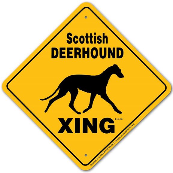 Noble Beasts Graphics 20629 Scottish Deerhound Xing Sign Aluminum 12 in X 12 in 9