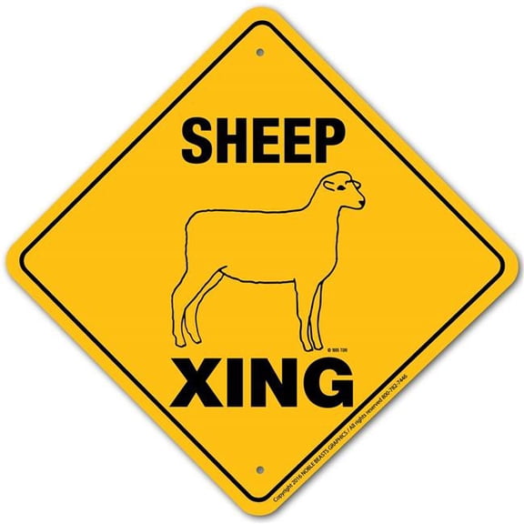 Noble Beasts Graphics 20929 Sheep (Generic White Face) Xing Sign Aluminum 12 in X 12 in 9
