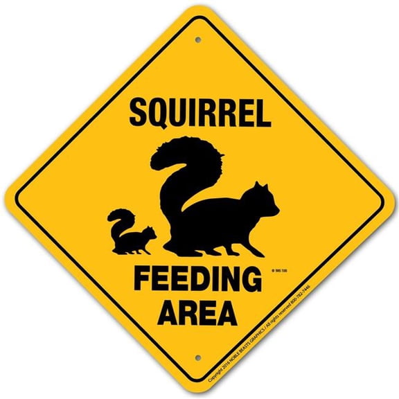 Noble Beasts Graphics 20776 Squirrel Feeding Area Sign Aluminum 12 in X 12 in 6
