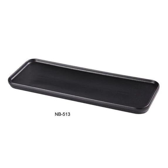 Noble Black Rectangular Display Plate, Black - Pack of 24