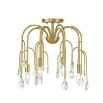 Noble Brass Four Light Convertible Semi-Flush or Pendant from the Anholt Collection