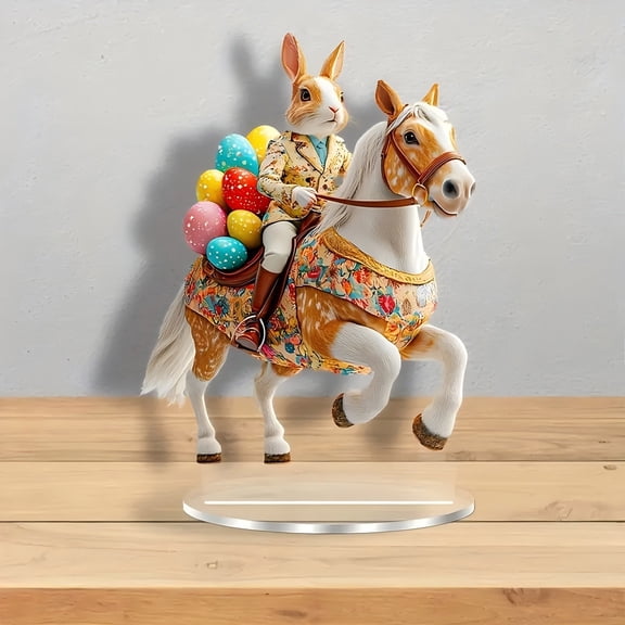 Noble Bunny Knight Easter Ornament, Flat Figurines Tabletopper Decoration for Party Home Holiday Cute Rabbit Easter Day Gifts Decoration