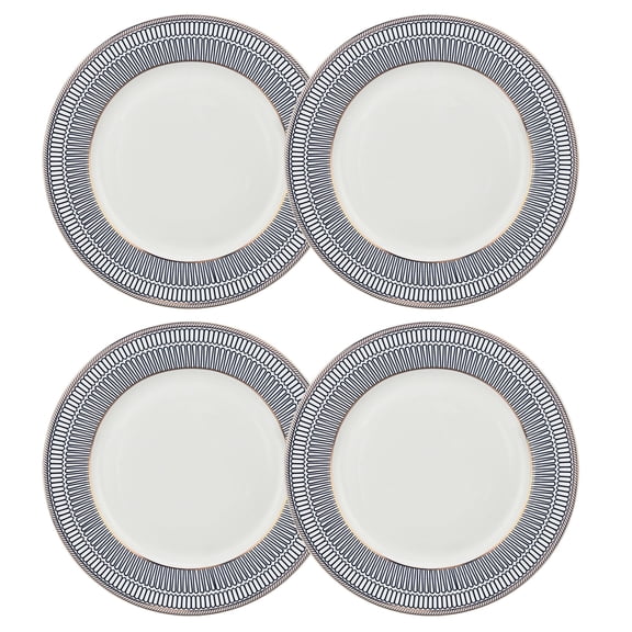 Noble Cobalt Lace Bone China Deep Plate Set of 4, Bone China Deep Plate