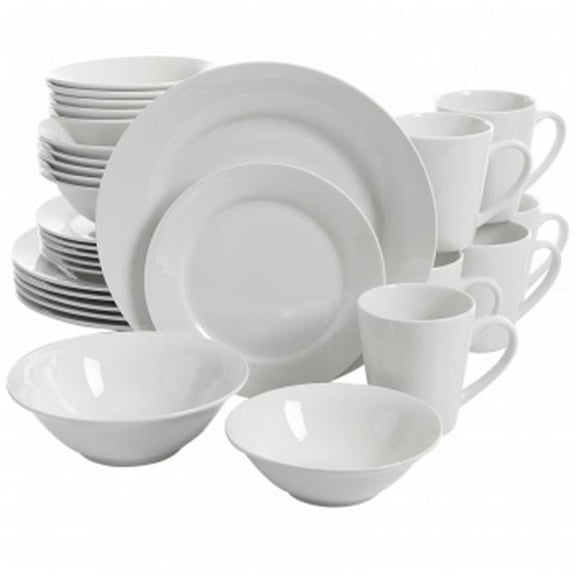 Noble Court Ceramic Dinnerware Set, White - 30 Piece