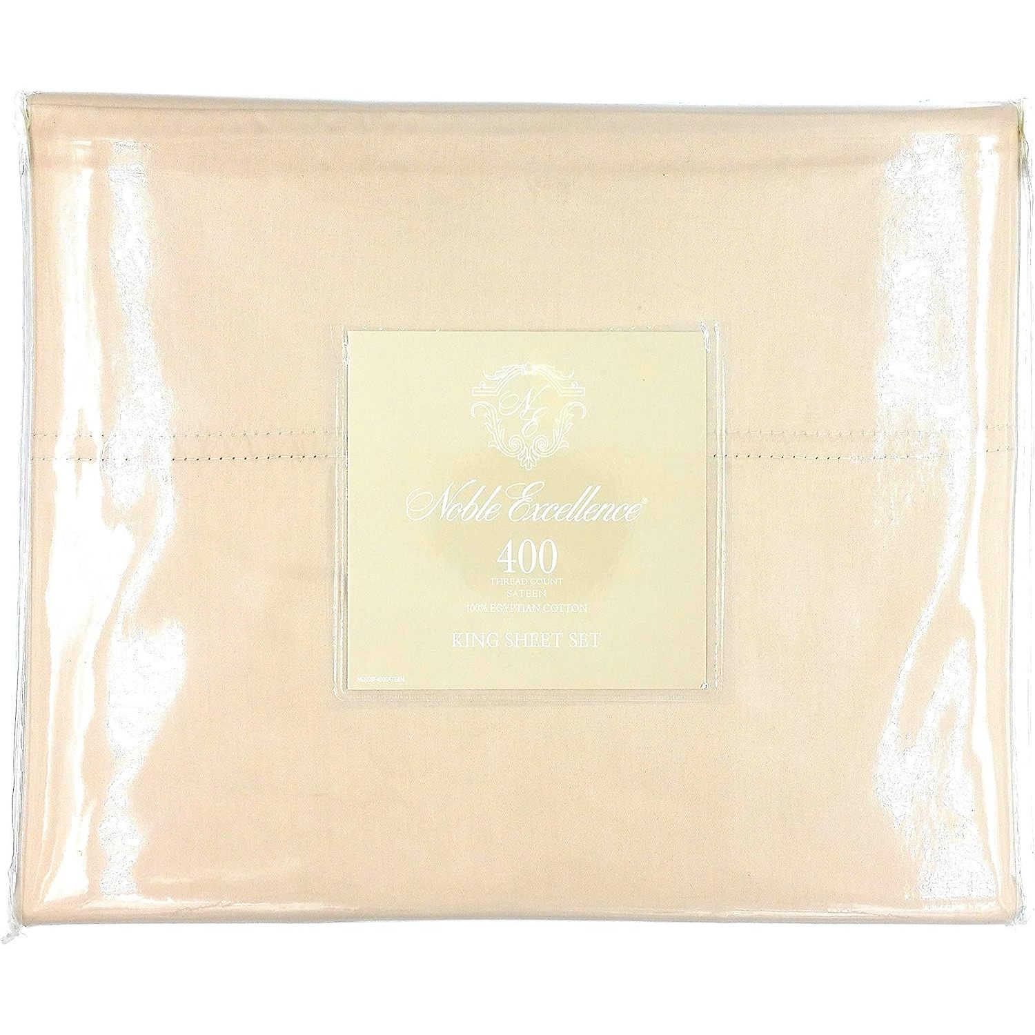 Noble Excellence 400ThreadCount Sateen Egyptian Cotton King Sheet Set (Color Cashmere/Tan
