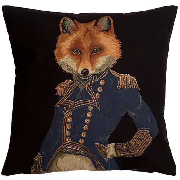 Noble Fox Portrait Woven Decorative Pillow, 17 x 18 in, Double Sided Cotton Polyester Shell for Home Office Decor