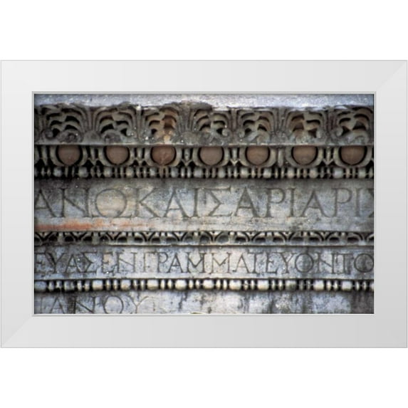 Noble Gardner, Nancy 18x13 White Modern Wood Framed Museum Art Print Titled - Turkey, Ephesus Ruin of Roman inscriptions
