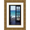 thumbnail image 1 of Noble Gardner, Nancy 21x32 Gold Ornate Wood Framed with Double Matting Museum Art Print Titled - Greece, Island of Mykonos Ocean through door, 1 of 4