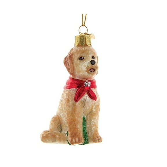 Noble Gems Goldendoodle Glass Ornament, Hand-Painted Dog Holiday Decoration