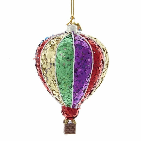Noble Gems HOT AIR BALLOON Glass Christmas Ornament, 3.5" Tall, by Kurt Adler