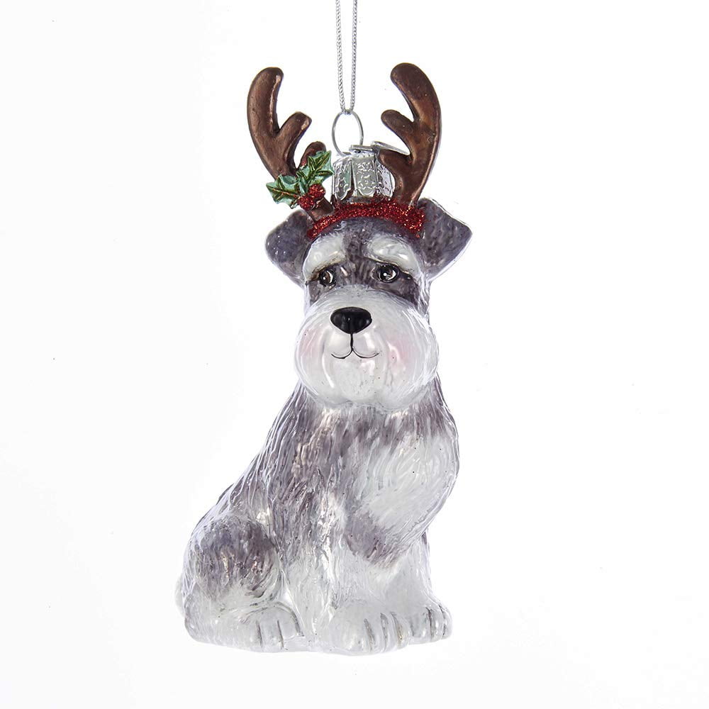 Noble Gems Glass Schnauzer Ornament with Antlers