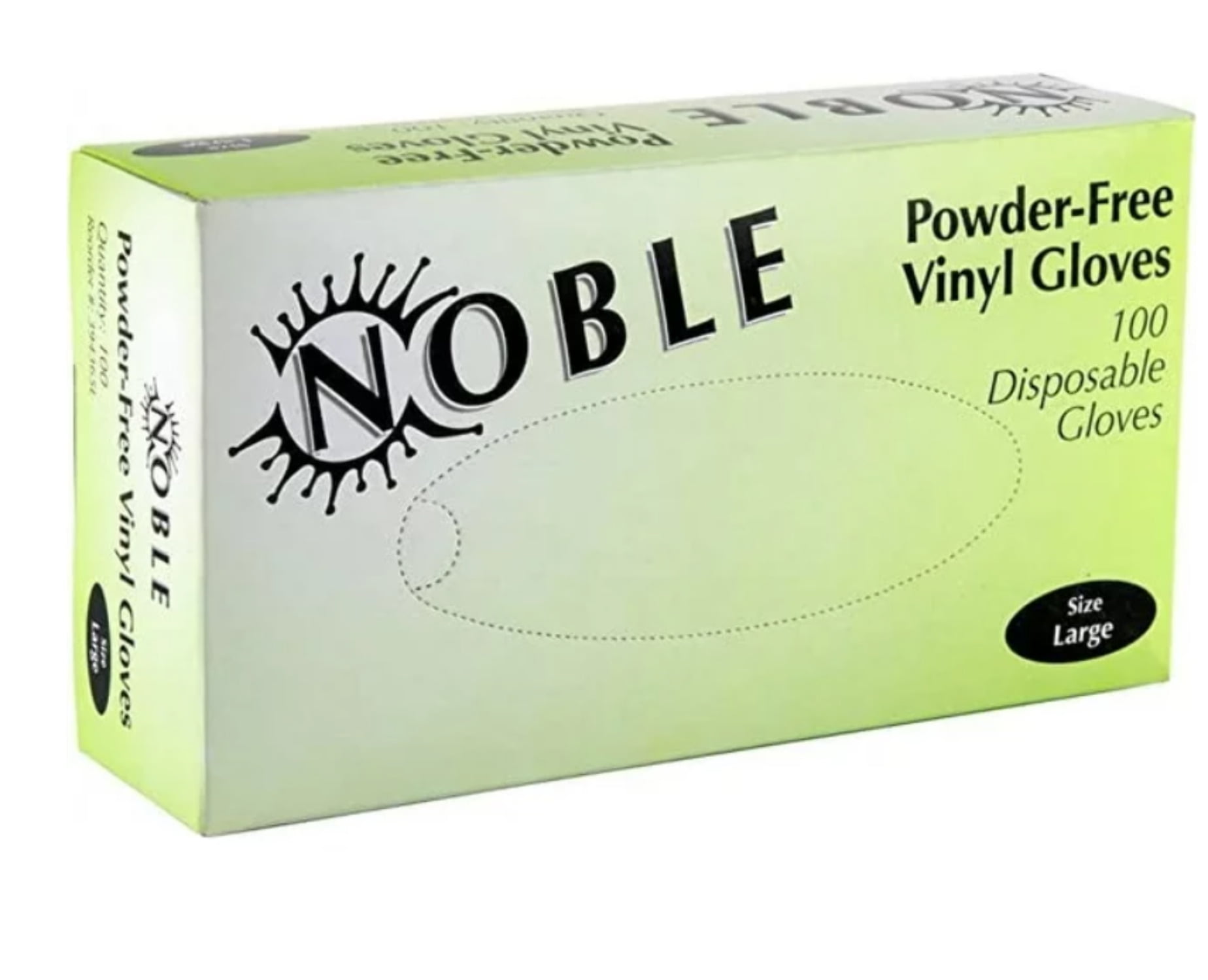 Noble Gloves Large Powder-Free Disposable Vinyl Gloves for Safe