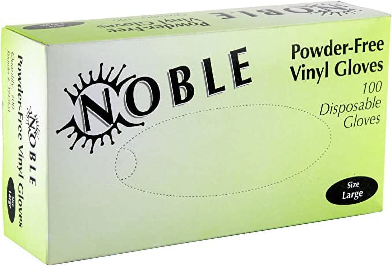 Noble Gloves PowderFree Disposable Vinyl Gloves for Foodservice Large