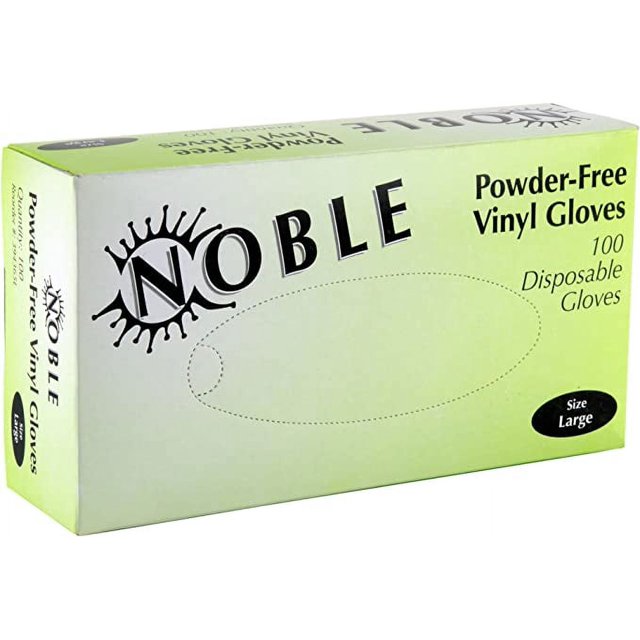 Noble Gloves PowderFree Disposable Vinyl Gloves for Foodservice Large