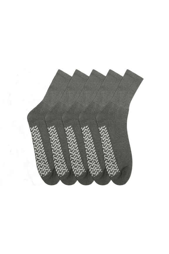 Noble Health Care Diabetic Non Skid Hospital Slipper Socks 6 Pack (9-11, Grey)