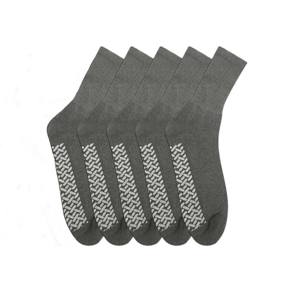 Noble Health Care Diabetic Non Skid Hospital Slipper Socks 6 Pack (9-11, Grey)