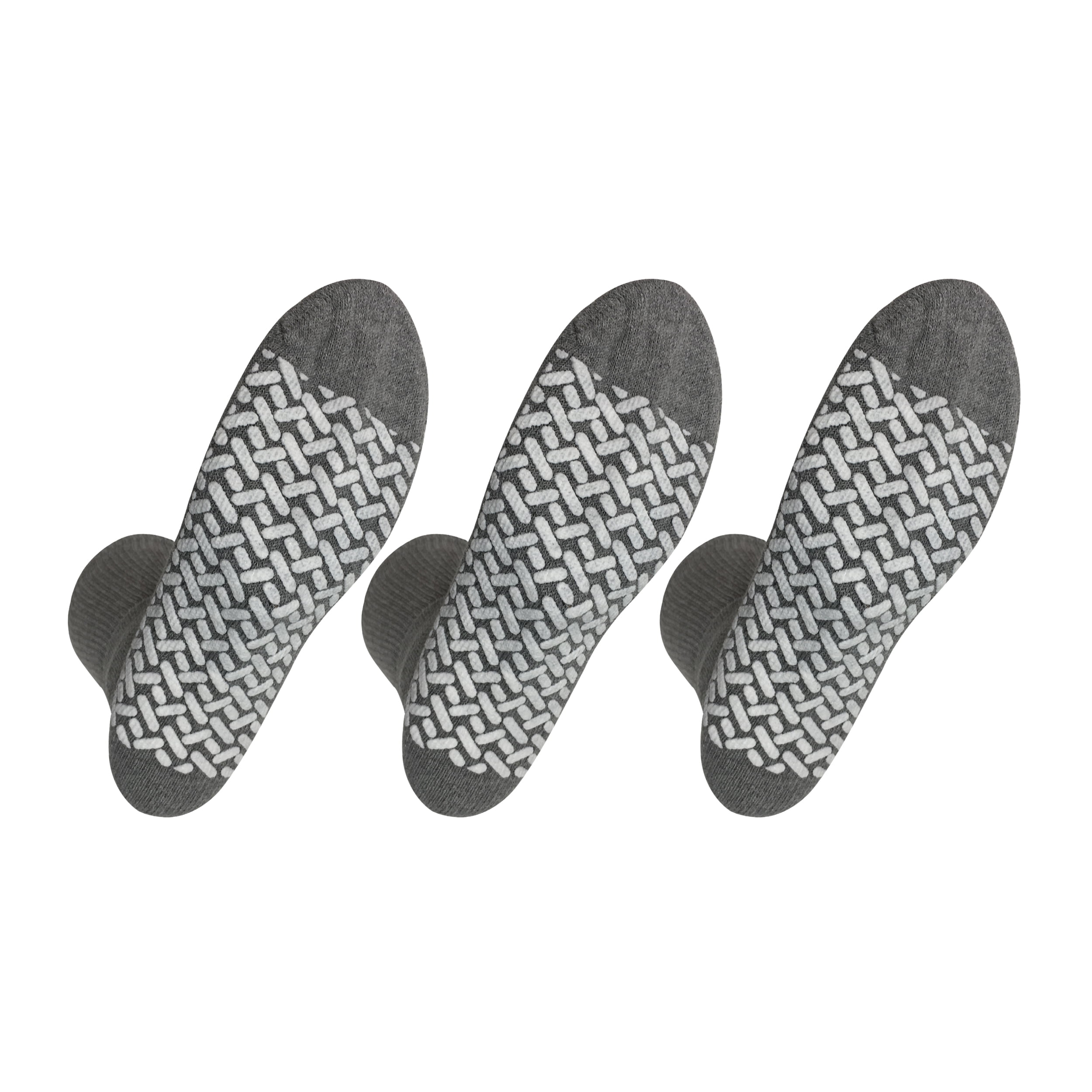 Noble Health Care Diabetic anti Skid Hospital Slipper Socks Women's 10-13, Grey (3 Pack)