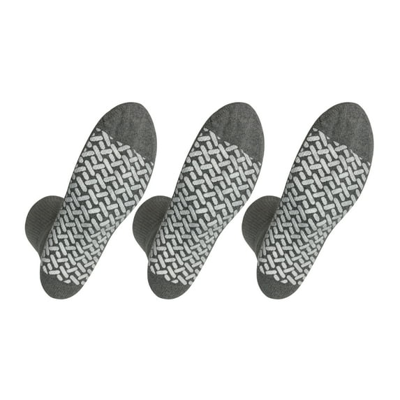 Noble Health Care Diabetic anti Skid Hospital Slipper Socks Women's 10-13, Grey (3 Pack)