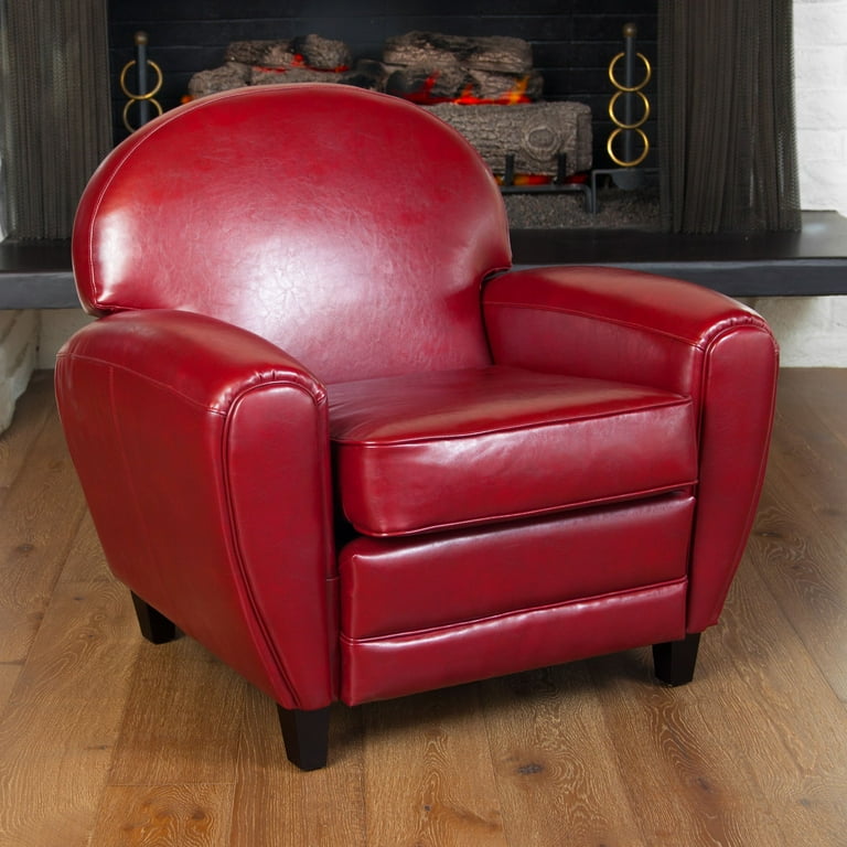 Noble Hosue Jeremy Oversized Ruby Red Leather Club Chair Walmart
