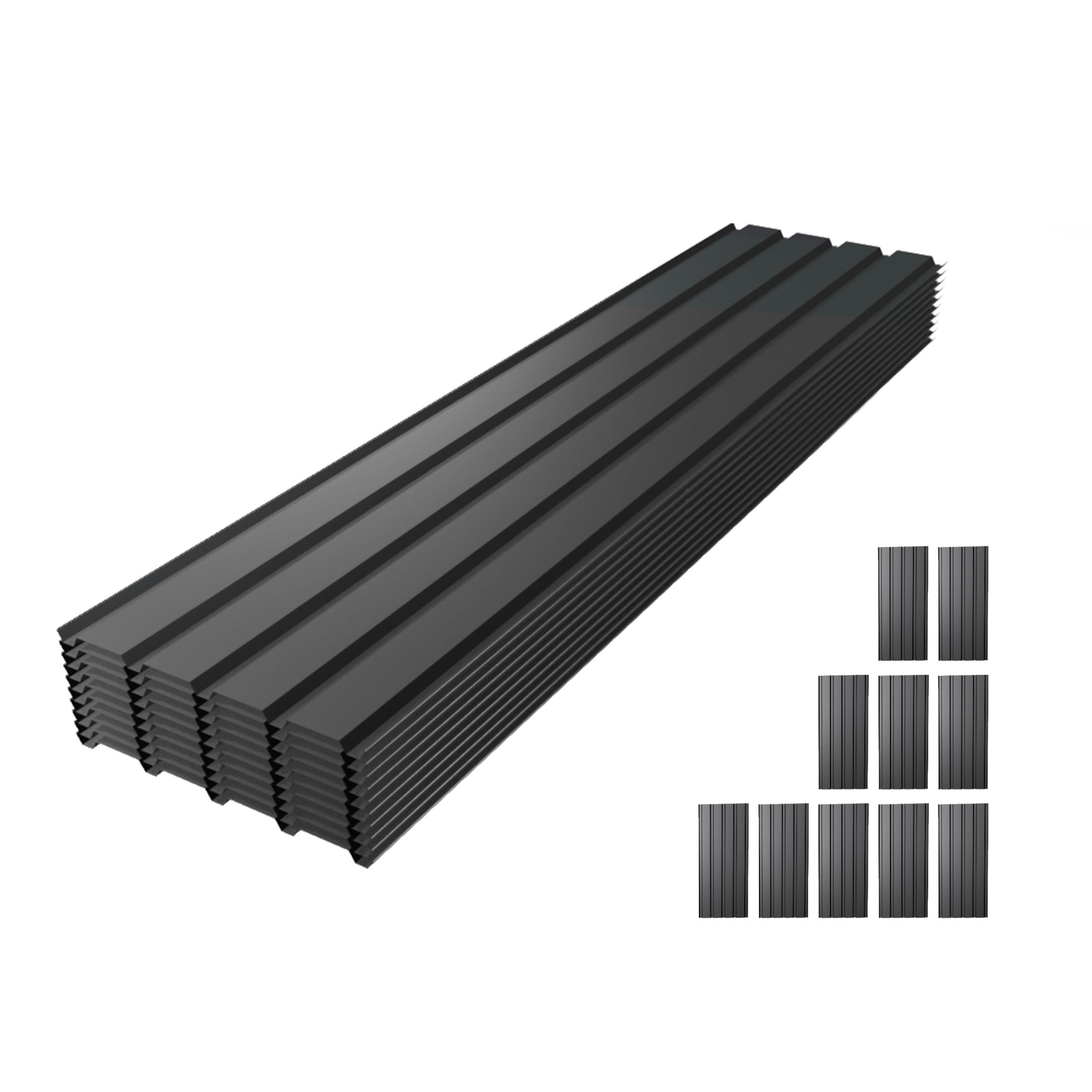 Noble House 10 PCS 72.8" Metal Corrugated Roof Panels, Galvanized Steel Heavy Duty Waterproof for Outdoor House, Gray