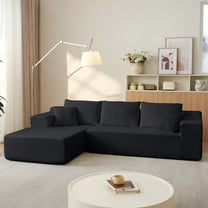 Noble House 104" Cloud Modular Sectional, L-Shape Chenille Sofa with Deep Seats and Pillows, for Living Room, Black